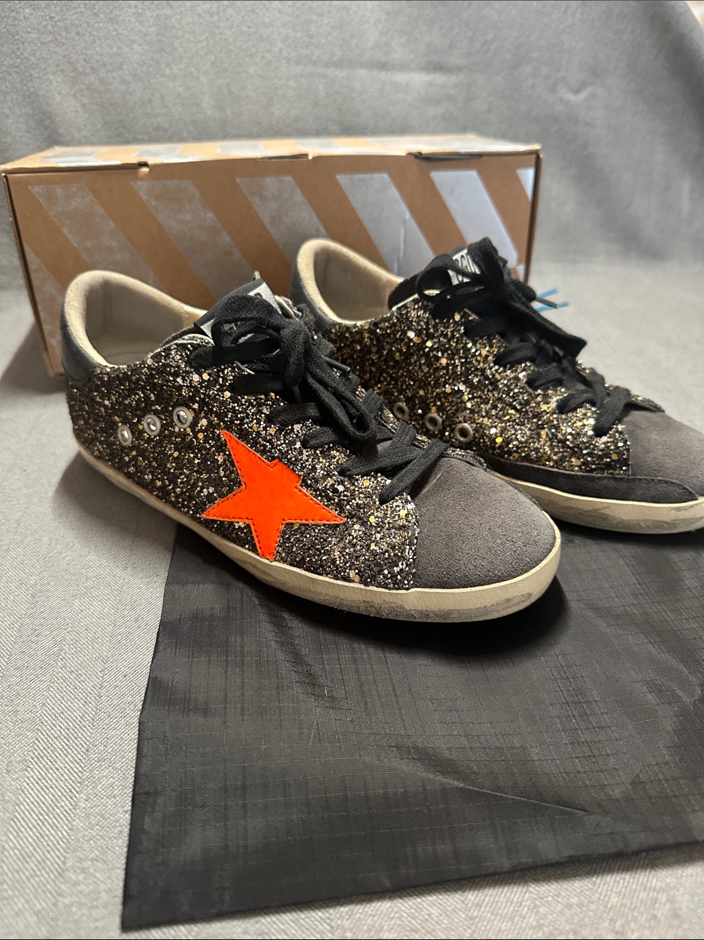 Golden Goose Superstar Black Gold Glitter 37